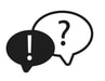 Icon of a question mark in a speech bubble and an exclamation point in a speech bubble
